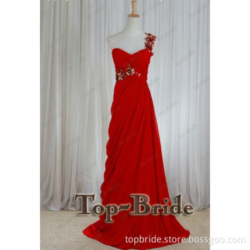 L951 Professional OEM Factory Hot Sale Real Red Chiffon Prom Dresses 2012